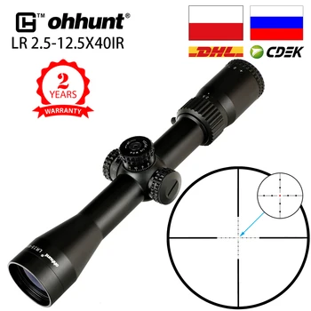 

ohhunt LR 2.5-12.5X40 IR Hunting Scope Mil Dot Glass Etched Reticle Red Illumination Turrets Lock Reset Tactical Riflescope