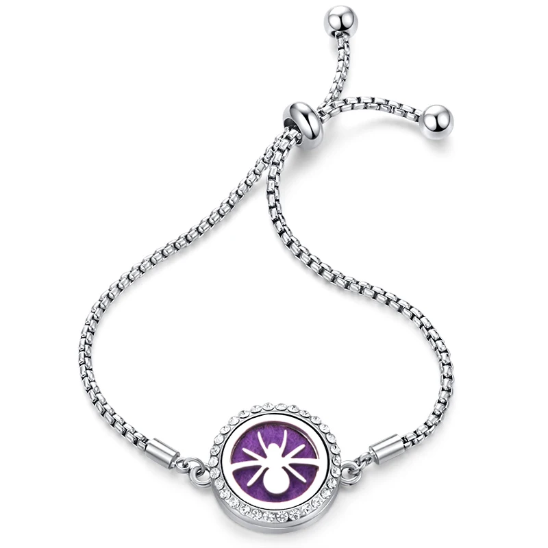 Паук духи браслет из нержавеющей стали кристалл Ароматерапия Эфирные масла диффузор медальон Шарм браслеты высокого качества ювелирные изделия