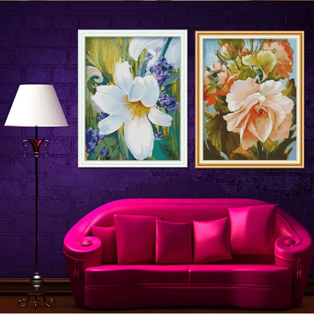 Joy Sunday Lily Malus Crabapple Вышивка крестом H804 H805 14CT 11CT штампованный и Счетный домашний Декор цветы наборы для вышивки крестом