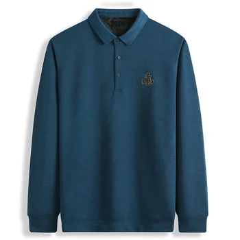 

Plus Fat plus Size Male Lapel Long Sleeve T Shirt Loose Plus Velvet Thicken Fat Man Fat Long Sleeve T Shirt Tide Fat Top