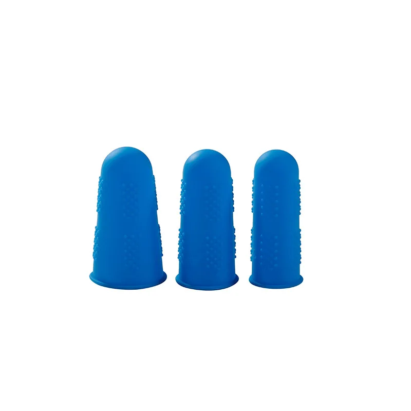 3pcs Blue Протектор для пальцев силиконовый рукав для защиты пальцев от ожогов и порезов теплоизоляция противоскользящая кухонная необходимость - Цвет: 3pcs Blue