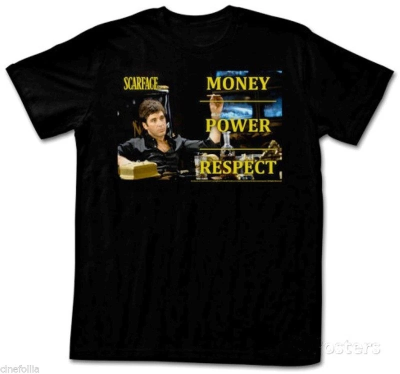 

T-shirt Scarface Tony Montana Money Power Respect Pullover Herren offiziel New 2019 Cotton Short-Sleeve T-Shirt