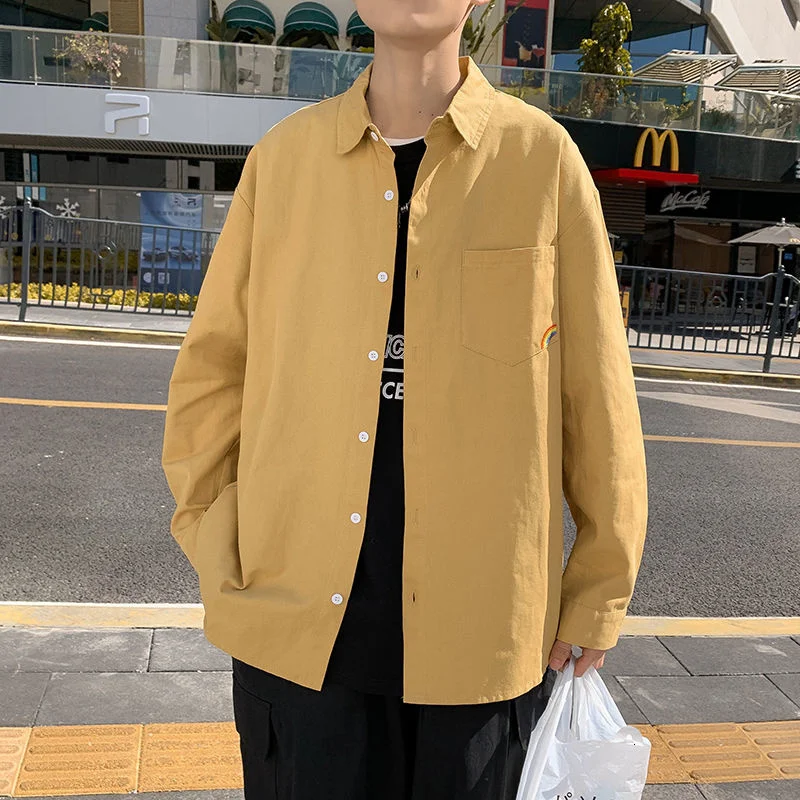2021 Men's Shirt Long Sleeve Solid Color Top Loose Casual Trend Lovers Spring And Autumn Tidal Current New The Price Of Best | Мужская
