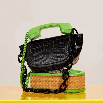 

New 2020 Fashion Female Bag Ins French Niche Simple Acrylic Chain PU Shoulder Bag Hip-Hop luxury handbags women bags designer