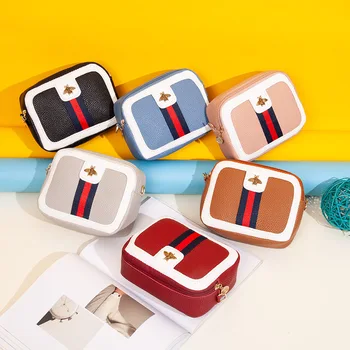 

Women Shoulder Bag Coin Purse Bee Handbag stripe knit Messenger Phone Match-Color Square Bag Fashion Lady Small Bags Wholesale