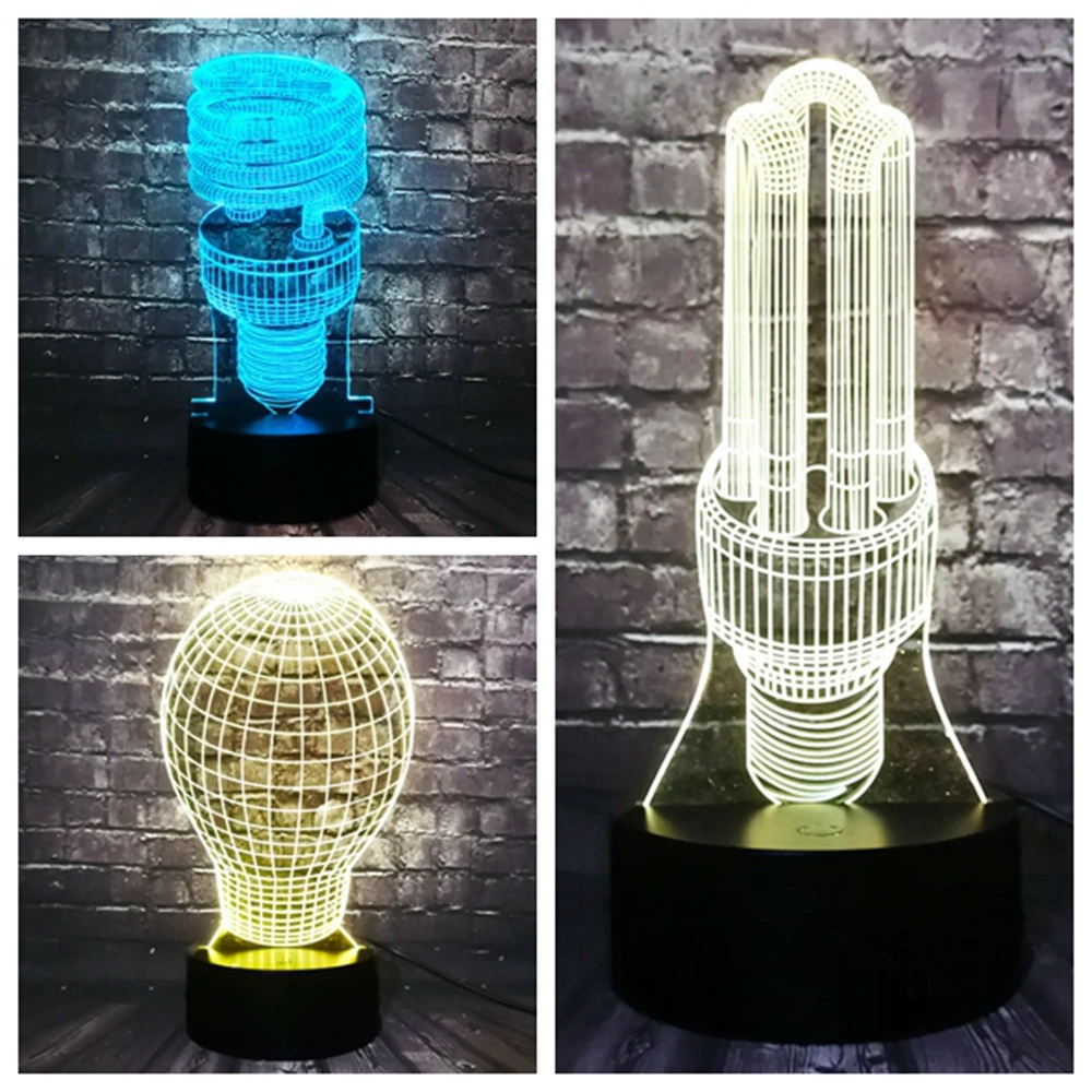 

Creative Bulb 7 Color RGB Change 3D Diode miniature incandescent lamp Decor LED Room Mood Night Light Holiday Supply Lava Gift