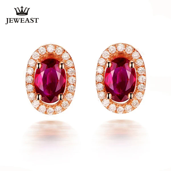 MLNatural Ruby 18K Pure Gold Earring Real AU 750 Solid Gold Earrings mlnatural-ruby-18k-pure-gold-earring-real-au-750-solid-gold-earrings
