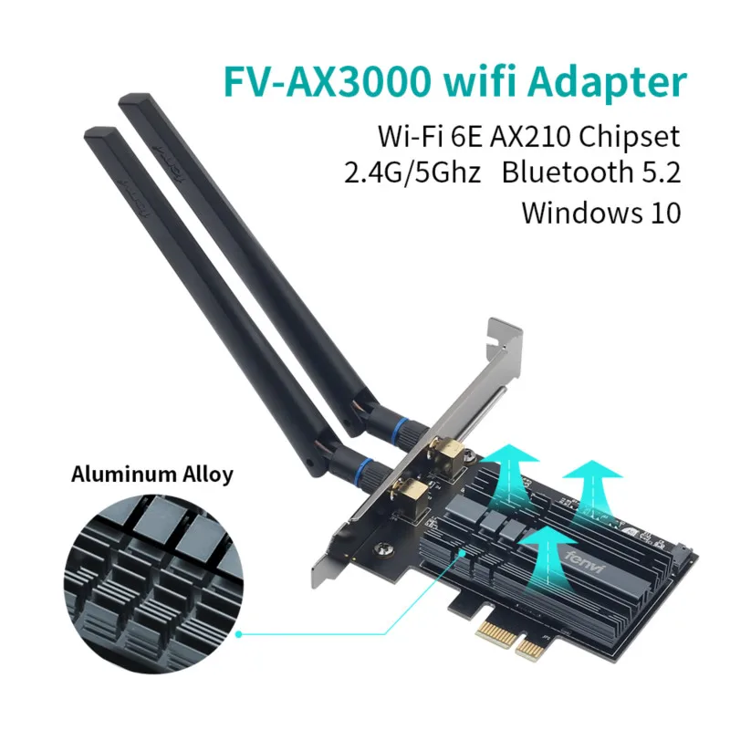 Сетевая карта Fenvi 3000 Мбит/с Intel AX210 AX200 два диапазона Bluetooth 5 1 Wi Fi 6 беспроводная сеть