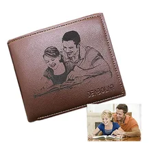 Personalized Trifold Wallet for Him/Her Engraved Wallets Men Short Fashion Custom Photo & Words Purse Father's Day Gift Dad Mens