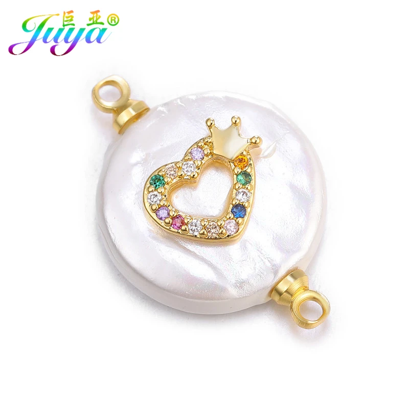 Gold Juya DIY провода для соединителей кубические циркониевые амулеты ракушка жемчуг Разъемы аксессуары для женщин серьги браслет Изготовление - Цвет: Gold