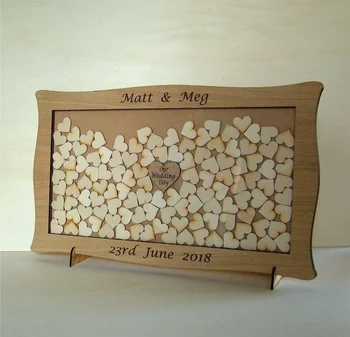 

Wedding Anniversary Guest Book Personalised Alternative drop top box bridal shower sign board Sign in box Custom Wooden Frame3D
