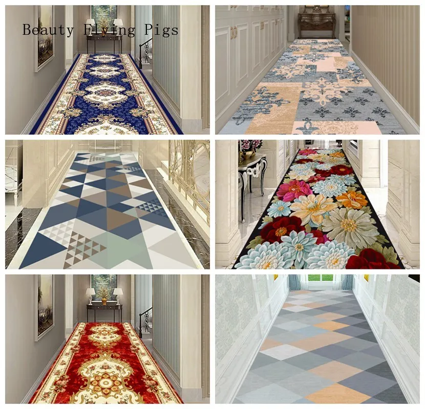 Спальня Полный геометрических цветов пейзаж группа ковер коридора гостиницы произвольной резки зала пол коврик прохода лестничные коврорые дорожки мат