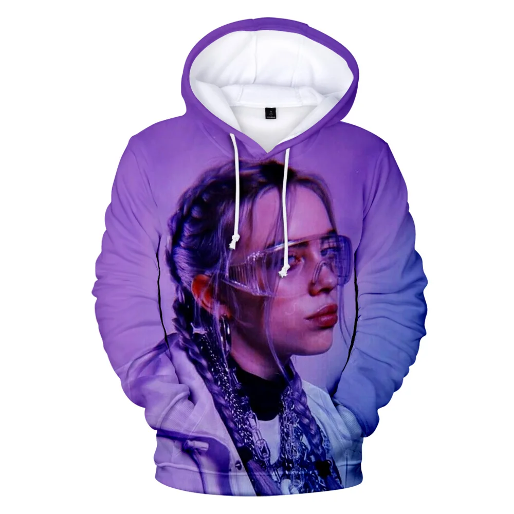 

HEFLASHOR Harajuku Hoodie New American Singer Billie Eilish 3D Hoodies Women Sweatshirt Men Pullovers 3D Billie Eilish Hoodies