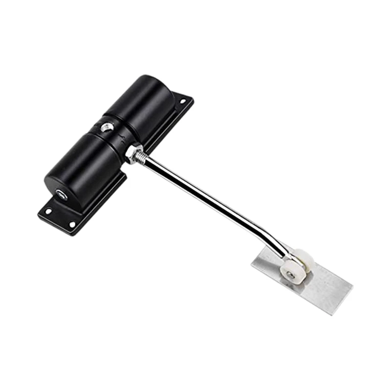 Door Closer Household Black Belt Wheel Adjustable Automatic Door Closing Light Zinc Alloy Spring Closer