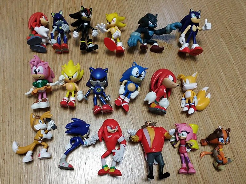 Set Sonic figure Tails Werehog Action Figures Knuckles doll Dr. Eggman Cartoon Figurines Collectible Dolls Kids Hedgehog Toy