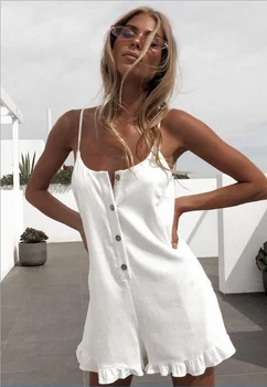 

Spring / Summer 2020 Half Open Access Control Hem Ruffle Breasted Jumpsuit