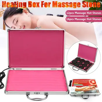

16pcs/set Hot Stone Massage Set Heater Box Relieve Stress Back Pain Health Care Acupressure Lava Basalt Stones for Healthcare