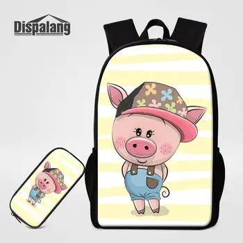 

Lovely Piggy Prints Children School Bags Set for Primary Girls Kids Backpacks 2pcs/set Student School Book Bag Mochilas Escolar