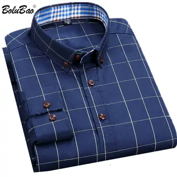 

BOLUBAO Men's Plaid Shirt Long Sleeve Shirt Style Brand New Shirts Button decoration 2020 Spring Male Casual Shirts