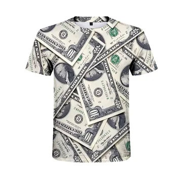 

New Arrival Dollar Money Creative T-shirt Men Summer Fashion Short Sleeve Hip Hop Cool T Shirts Homme Personality Casual Tee Top