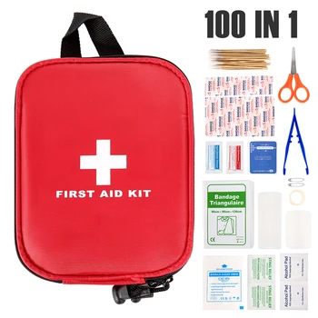 100 Pcs First Aid Kit Portable Emergency Survival Set for Medicines Outdoor Camping Hiking Medical Bag Emergency Handbag 1