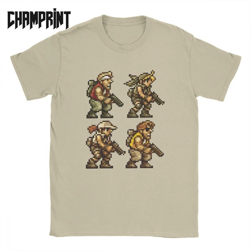 

Men T-Shirt Metal Slug Start Mission Vintage Pure Cotton Tees Short Sleeve Retro Classic Geo Gun Game T Shirts Clothing Graphic