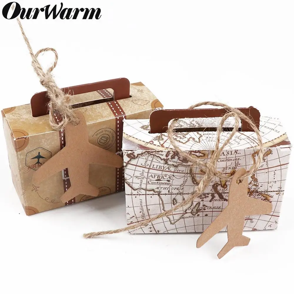 OurWarm 10 шт. Подарочная коробка из крафт бумаги для конфет мини чемодан подарки