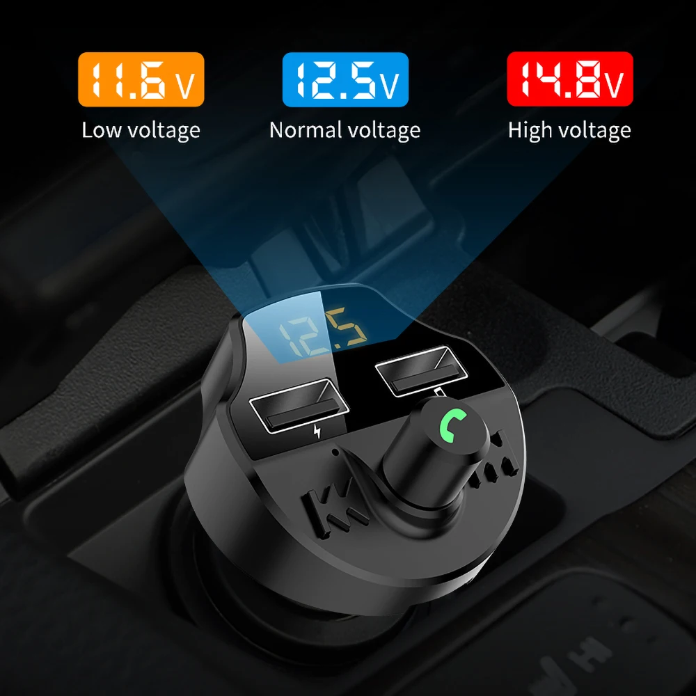 3.1A USB быстрое автомобильное зарядное устройство для телефона Bluetooth V5.0 fm-передатчик напряжения lcd Dual USB Автомобильное зарядное устройство для мобильных телефонов автомобильный комплект