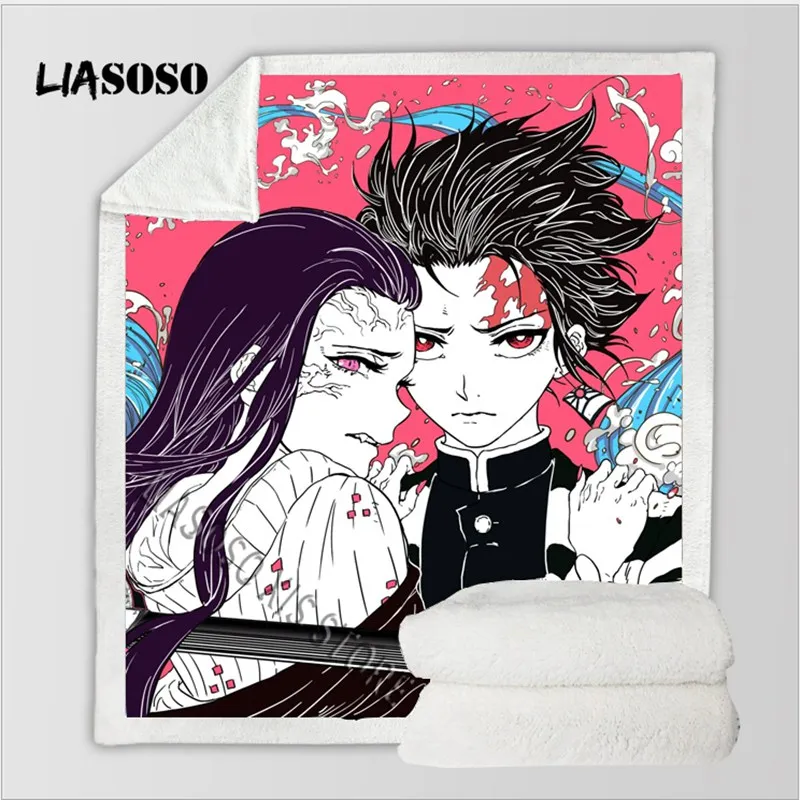 Постельные принадлежности одеяло 3D принт аниме Kimetsu no Yaiba шерпа флисовое Покрывало Диван тонкое одеяло путешествия Пикник Туризм одеяло s