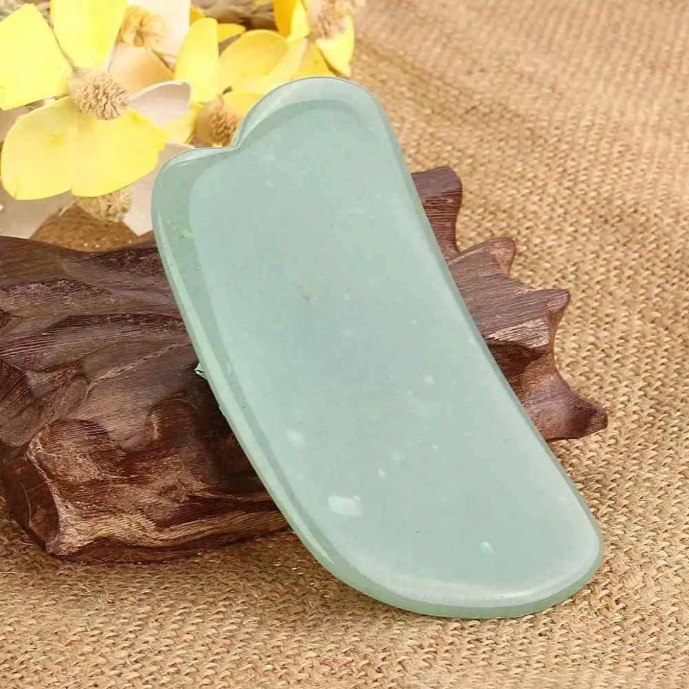 Китайский традиционный инструмент для ухода за телом Gua Sha Jade, медицинский зеленый авантюрин Gua Sha, массажер для тела, терапевтический инструмент