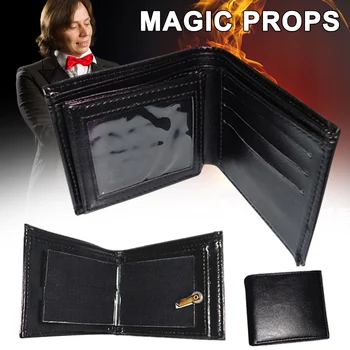 

Magic Trick Fire Flaming Wallet Leather Street Show Close up Magic Props Wallet Purse K888