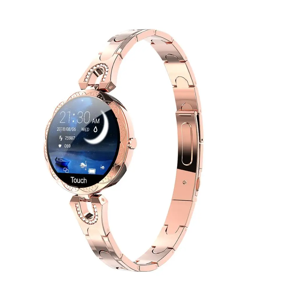 Ravi AK15 классические женские Смарт-часы с монитором сердечного ритма артериального давления спортивные Смарт-часы IP67 подключение IOS Android Iphone - Цвет: Золотой