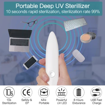 

Portable LED UV Disinfector Press Switch Rechargeable UV Light Sterilizer