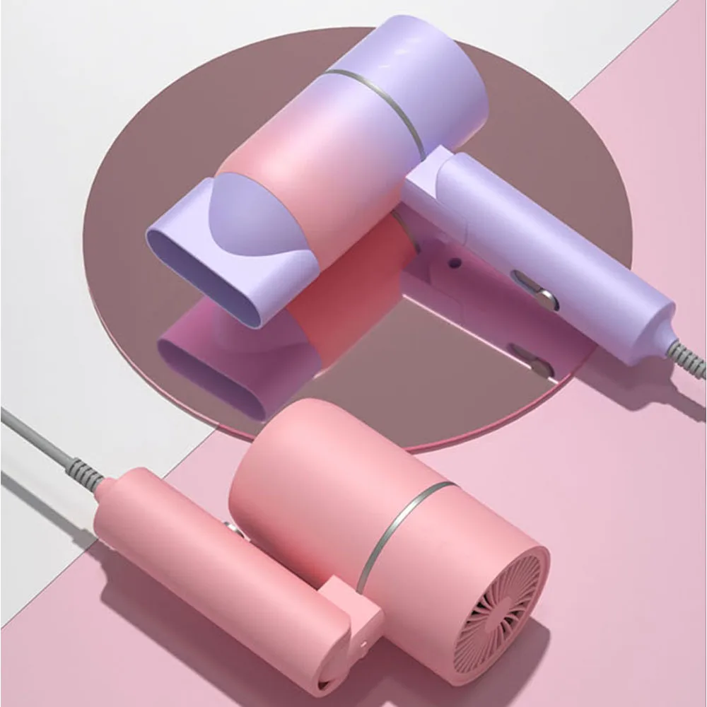 Secador De pelo De iones negativos De aire caliente, Mini secador De pelo eléctrico ajustable con mango portátil De viaje, herramienta De estilo De cabello