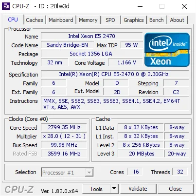 Intel Ксеон E5 2470 SR0LG 2,3 GHz 8-ядерный 20 м LGA1356 E5-2470 Процессор процессор