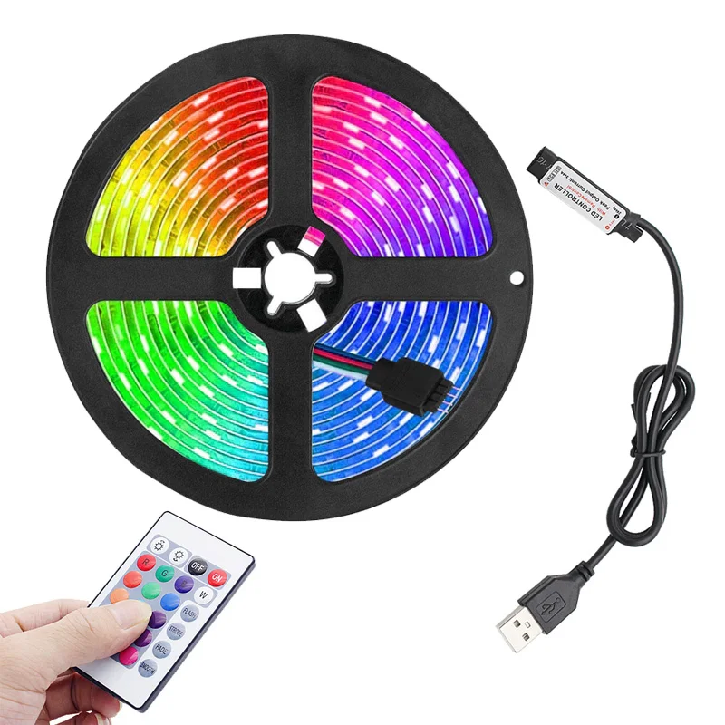 Светодиодная ленсветильник RGB 1/2/3/4/5 м гибкая лампа с дистанционным управлением
