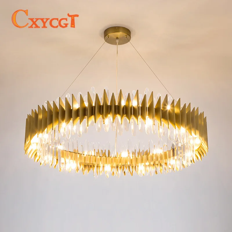 

Folded Shape Crystal Chandelier Modern Style For Living Room Lighting Design in Gold Color