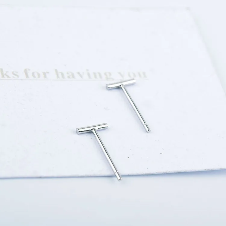 6mm 925 Pure Silver Earrings "One" Stick Ear Studs Fashionable Simple Earrings For Women Popular Geometric Mini Earrings Jewelry - Цвет камня: 6mm