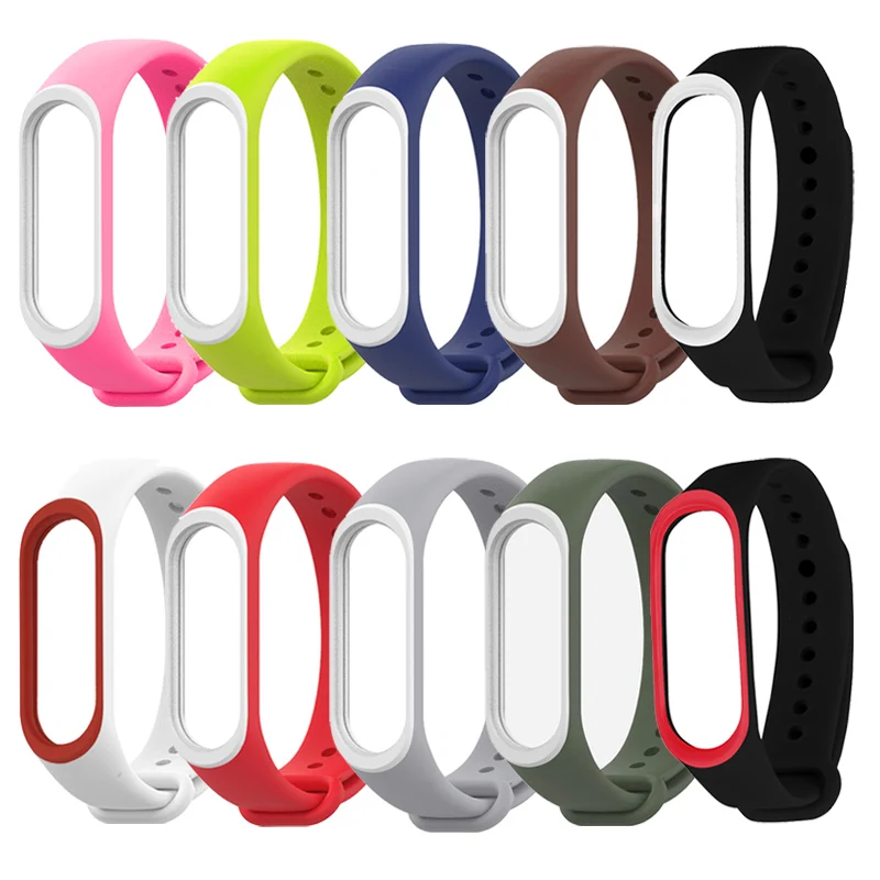 10Pcs/Pack Wrist strap For Mi band 4 Strap Silicone Bracelet dual color Wrist Strap For Mi Band 4/ 3 Miband 4 Accessories - Цвет: series 3 dual color