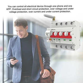 

New 4P WiFi Intelligent Circuit Breaker with Energy Monitoring and Meter Function Compactible with Alexa and Google Home 220V/38