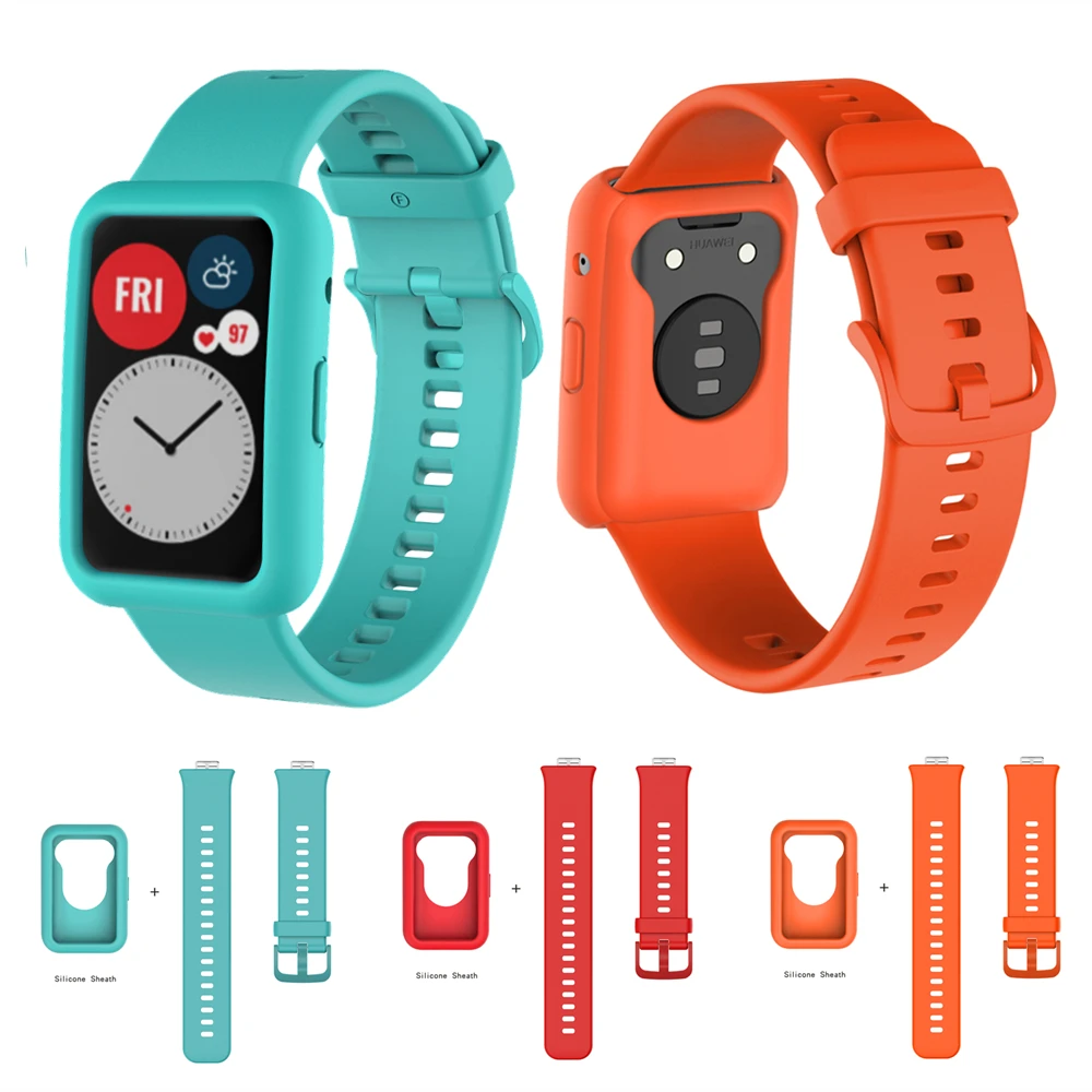 Silicone Band Strap with Case Cover - Protective Replacement Bracelet