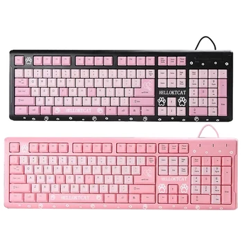 

Lanshuo Wired Full USB Ultra-Thin Cartoon Cat Home Keyboard