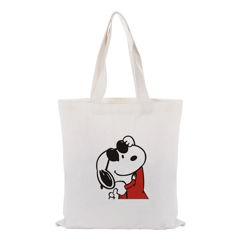 

Cute Cartoon Dog Canvas Tote Bag Custom Print Logo Text DIY Daily Use Eco Ecologicas Reusable Shopping Bag Recycle Handbag