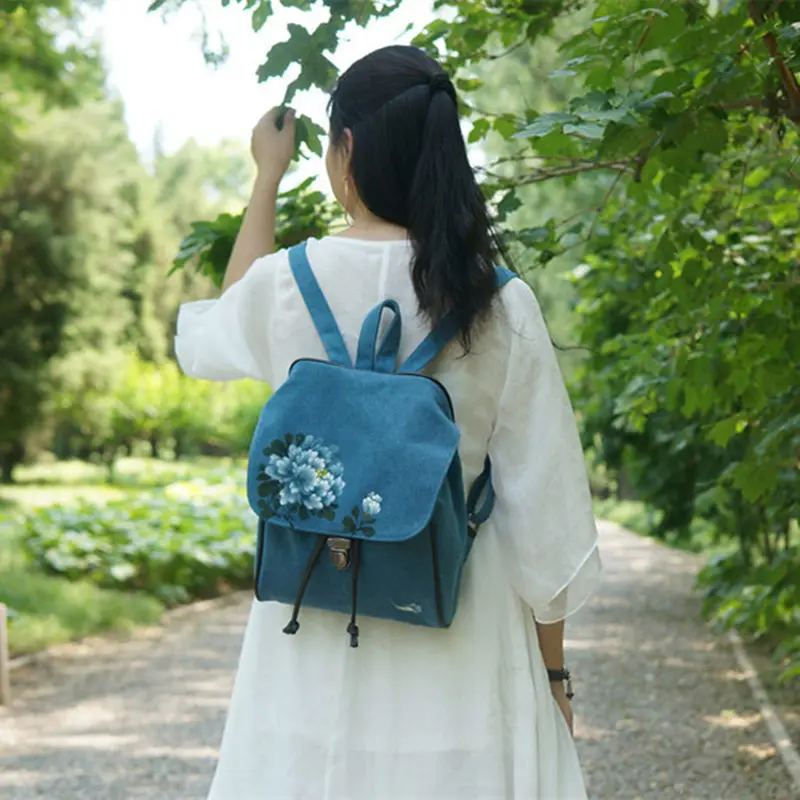 

Origional Hand-Painted Canvas Bag Women's 2019 New Style Literature And Art Hipster STUDENT'S Backpack Anti-Theft Backpack Women