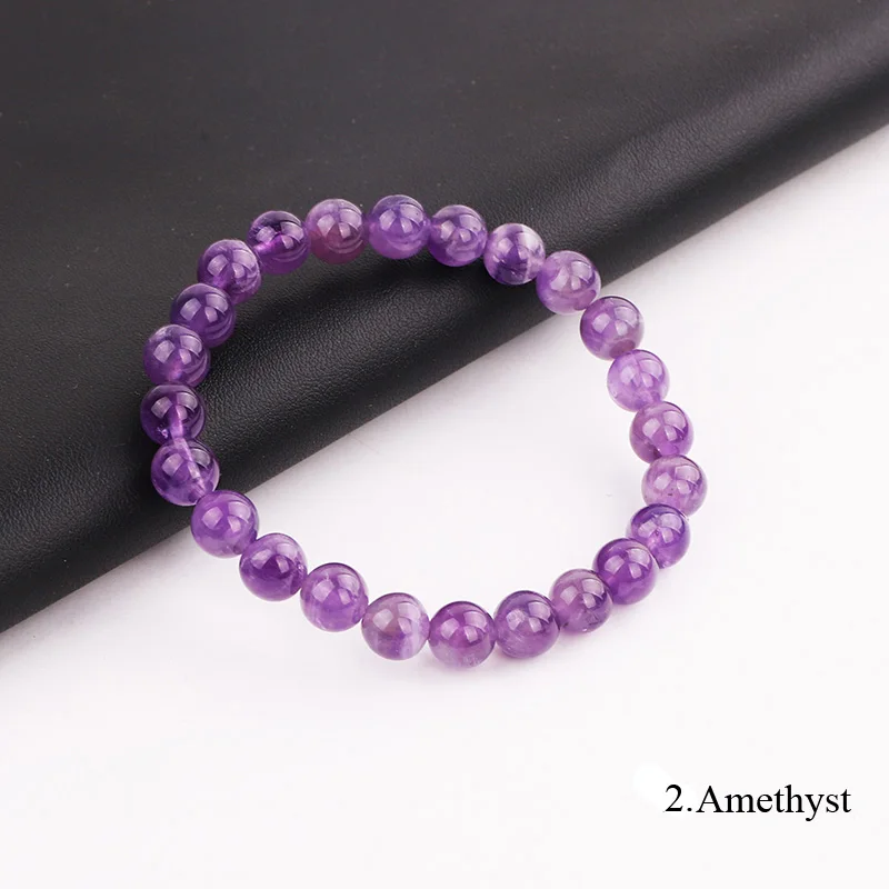 100% Natural Stone Women Bracelet Birthstone 8MM Stone Beaded Elastic Bracelet Lady Women Jewelry Gift - Image 5