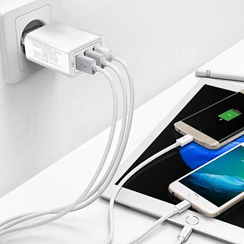 3 Порты и разъёмы USB Зарядное устройство быстрой зарядки 3,0 24 Вт адаптер для зарядного устройства с зарядным кабелем для iPhone, iPad, samsung Галактики, huawei