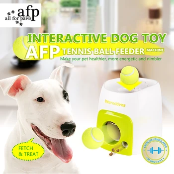 

ALL FOR PAWS Tennis Ball Machine Fetch and Treat Food Reward Interactive Dog Toy Feeder Machine for Dog Puppy Pet