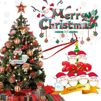 

2021 Quarantine Christmas Party Decoration Gift Santa Claus With Mask Personalized Hanging Ornament Pandemic -social Distancing
