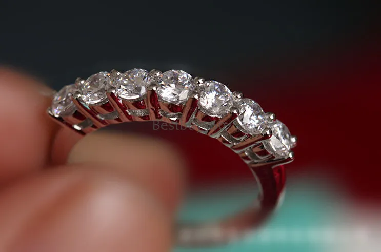 0.7ct кольцо с бриллиантом из стерлингового серебра 925 пробы, женское стильное большое Ювелирное кольцо с 7 бриллиантами, размер браслета, настраиваемый(JSA