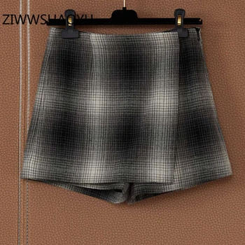 

ZIWWSHAOYU Summer Women Fashion Casual Shorts Runway Designer Ladies Pockets Colorblock Striped Print Shorts Skirts 2020